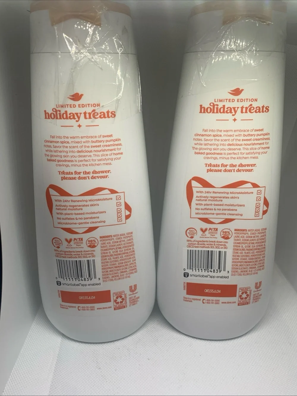 Dove Cinnamon Pumpkin Pie Nourishing Body Wash - Set of 2. New